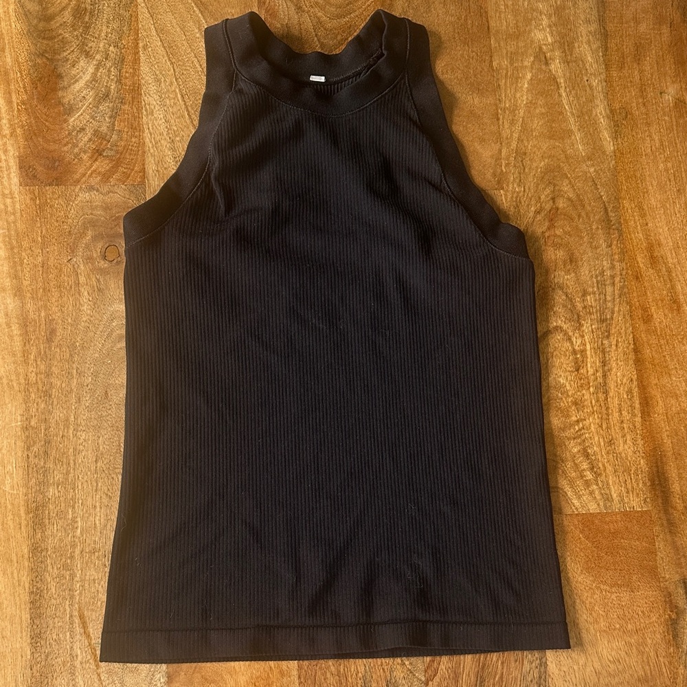 Black Sleeveless Ribbed Top